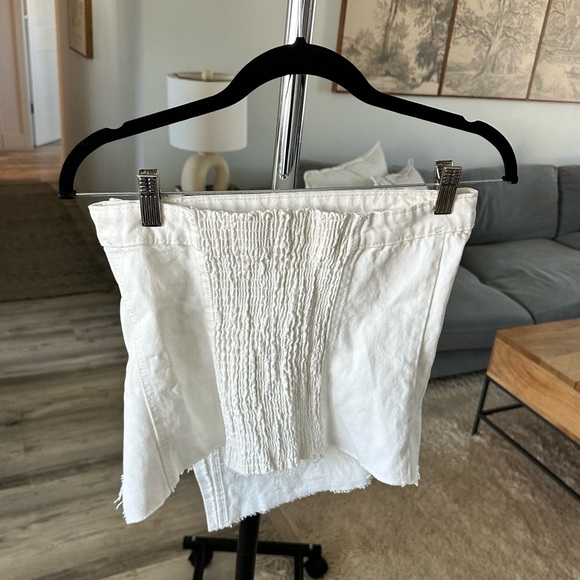 NWT Zara White Denim Button Strapless Top - Picture 7 of 8